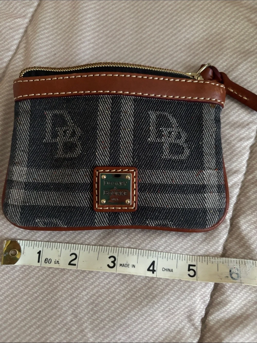 Dooney & Bourke Black and Brown Logo Coin Pouch